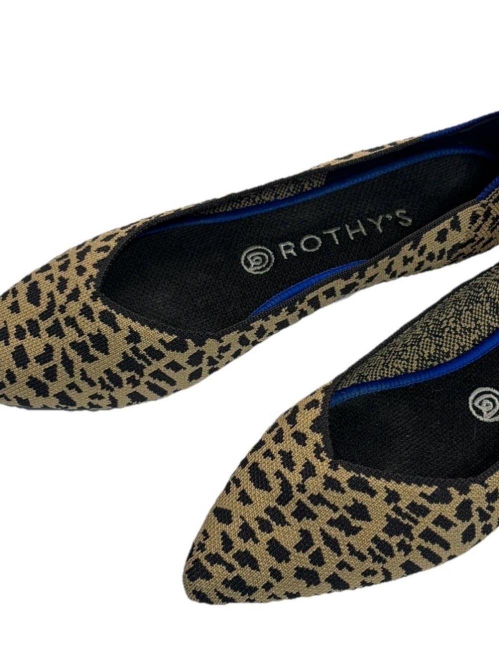 Rothy’s The Point Leopard Print Flats Women’s Size 9 Blue Trim Pointed Toe 🐆✨ - Picture 10 of 15